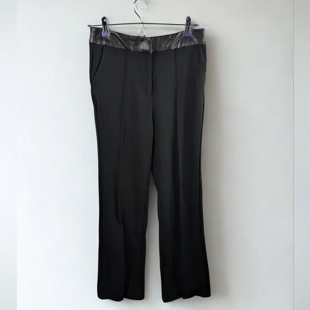 Calvin Klein Black Straight Leg Pant, Trouser, Slack leather band @ Waist 2 - Picture 4 of 9